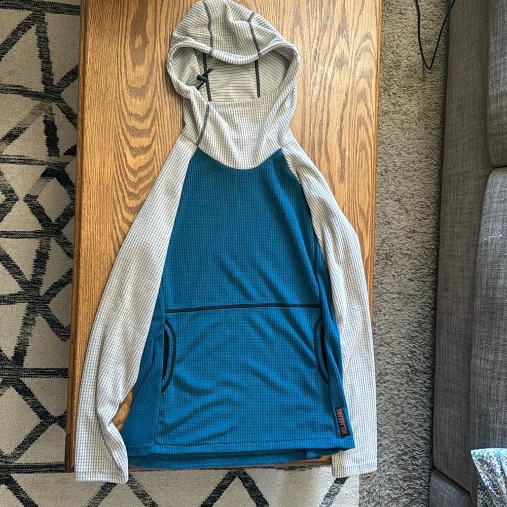 Melanzana Women’s Microgrid Teal and Grey size Medium